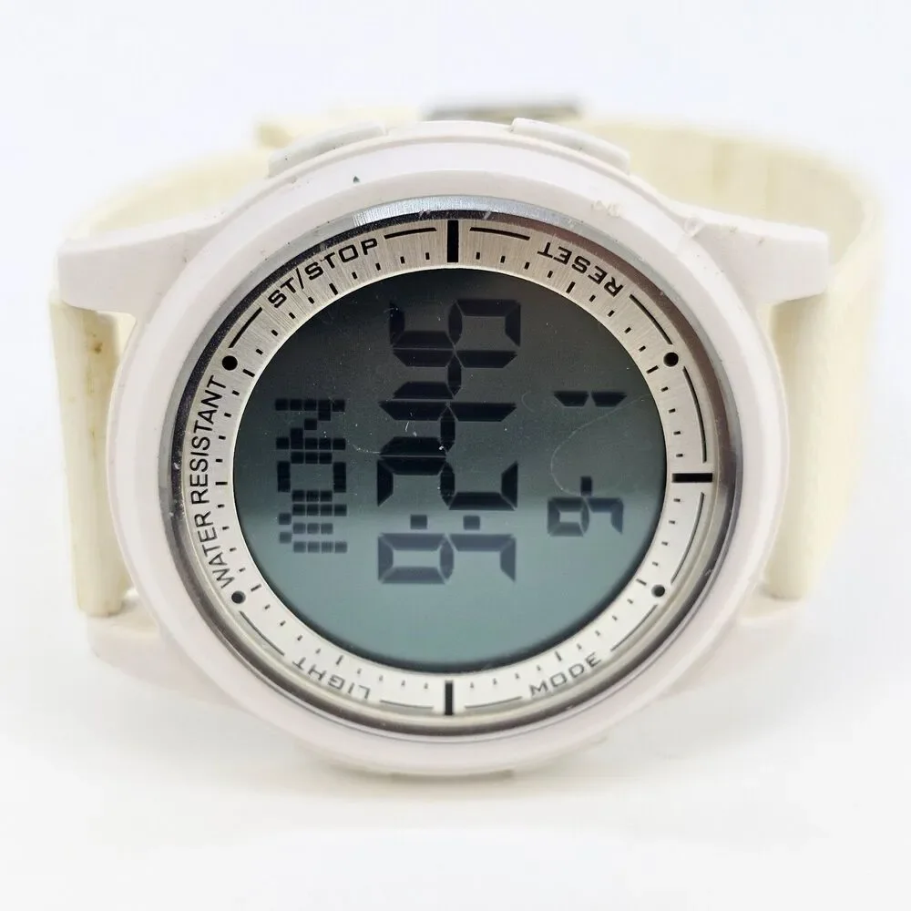 Beeasy AW02 Men's Ultra Slim Digital Watch 44MM White Plastic Bands New‎ Battery